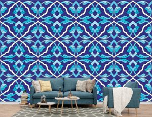 Blue Pattern Decorative Wallpaper for Walls