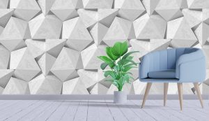 3d White Triangles Wallpapers for Living Room